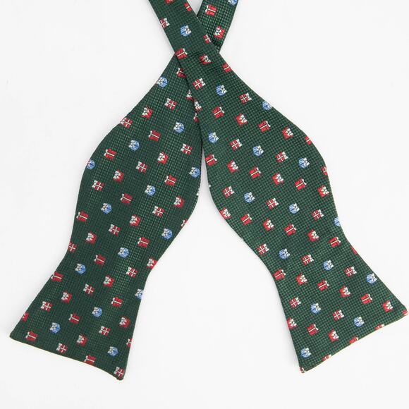 Daniel Cremieux Green Christmas Presents 100% Silk Self Tie Bow Tie Bowtie - Picture 2 of 7